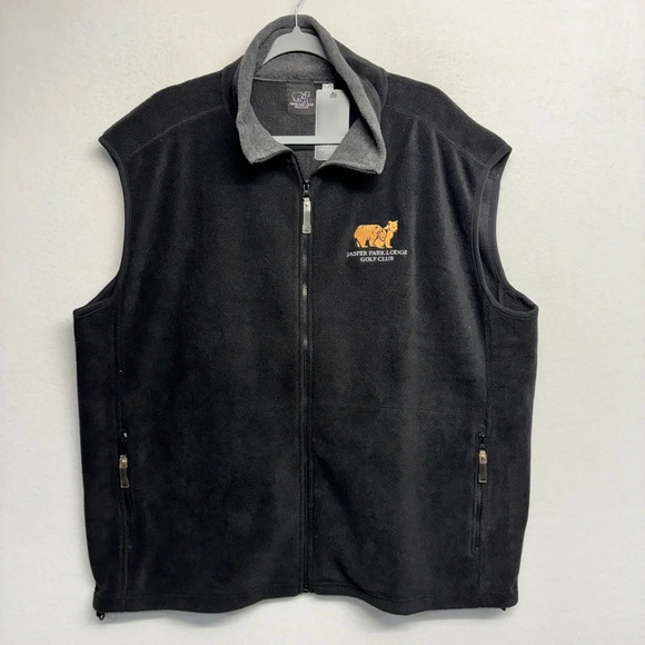 NWT Jasper Park Lodge Golf Club Course Fleece Bear Embroidered Vest XXL Black - Picture 1 of 8